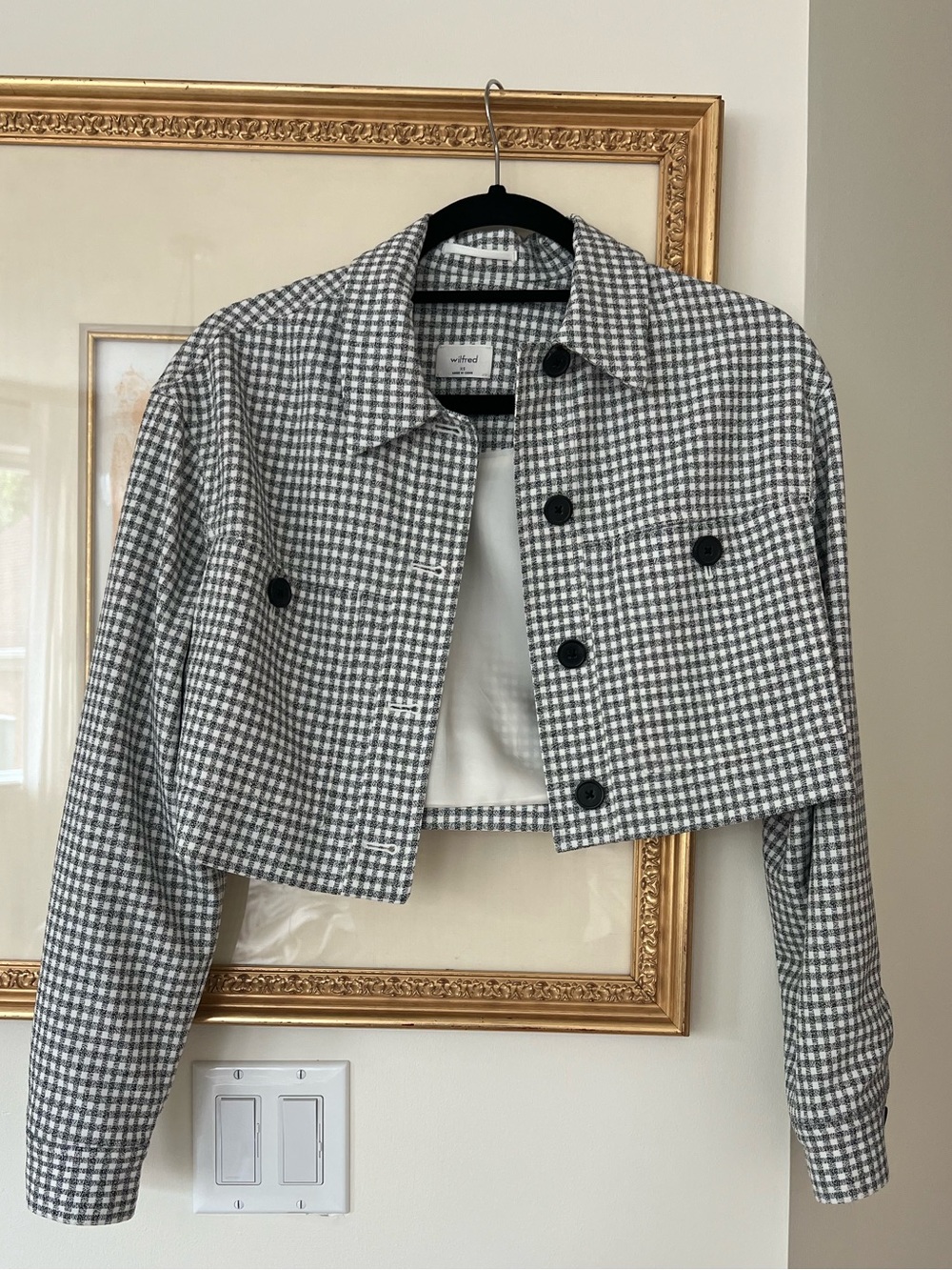 Wilfred Gray & White Cropped Houndstooth Blazer